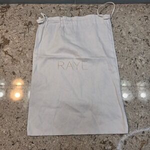 Raye White Cotton Drawstring Dust Bag Gold Logo Shoe Handbag Storage Pouch